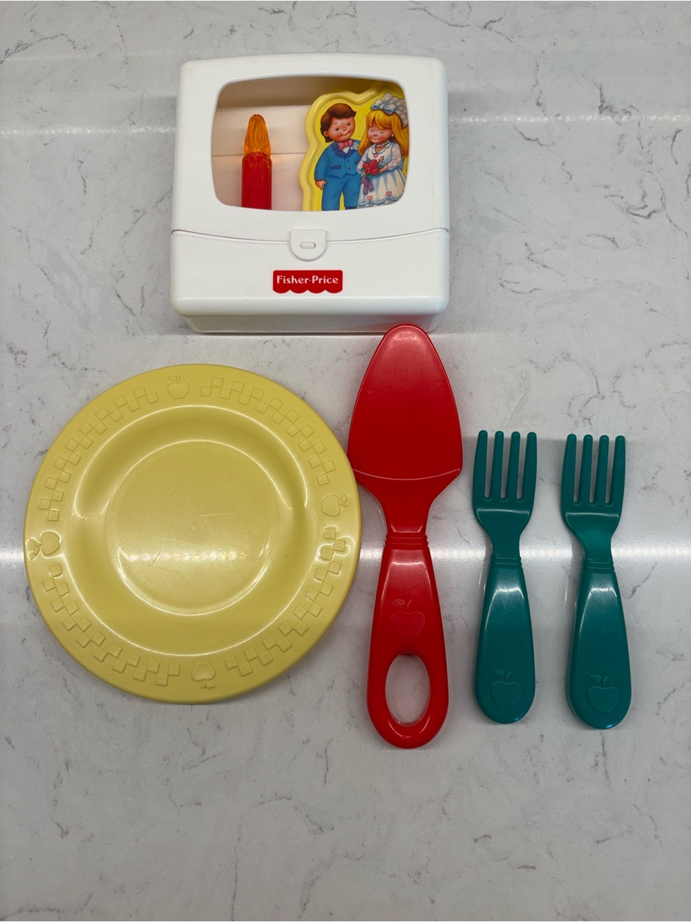 Vintage FISHER PRICE 2-in-1 Musical Cake Replacement Topper Candle Plate 1998